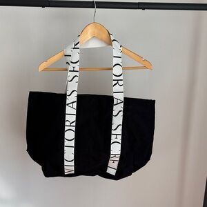 Victoria's Secret Black Tote with Logo Straps
